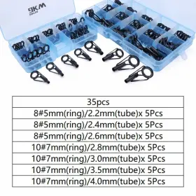 Yj1007bta 9km Yj1000t 20 65pcs Fish Pole Guide Fishing Rod Tip Repair Kit Ceramic Ring All Size With Box