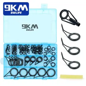 Yj1202-t 9km 43pcs Single Foot Guide Ring Stainless Steel Fishing Rod Guides Tip Repair Kit