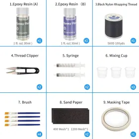 Aventik 445043085097 Fishing Rod Tip Repair Kit Complete With Building Supplies Glue #2