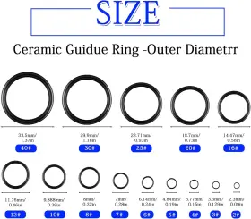 Rod-165 Civaner Fishing Rod Guides Repair Kit 15 Sizes Stainless Steel Ceramic #2