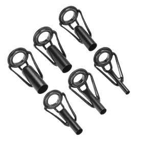 Duefixing 693974061674 2-6mm Fishing Rod Tip Repair Kit 6pcs Stainless Steel Ring Guide Black