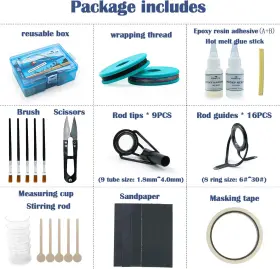 Fishtrip 313107310348 Fishing Rod Guide Repair Kit 10 Sizes Tips With Ceramic #2