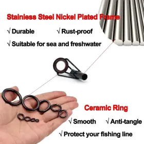 Fishtrip 445014095025 Rod Tip Repair Kit Fishing Tips Replacement Stainless Steel Ceramic #3