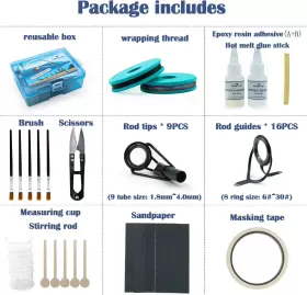 Fishtrip 726084630529 Fishing Rod Guide Repair Kit 10 Sizes Tip With Ceramic Ring #2