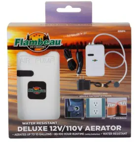 6082fa Flambeau 071617044411 Deluxe 12v/110v Aerator Water-resistant Live Bait Fishing White #2