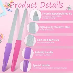 900530 Gaqwok Metal Nail File Set - 6pcs Anti-slip Handle Sword Shape Premium #3