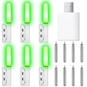 Glooglitter Jei-glooglitter-1642 6 Pcs Fishing Glow Sticks Led Pole Light Night Alert 8 Rechargeable Cr425