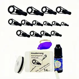 Houderrong Direct 726084544307 Fishing Rod Repair Kit With 14 Sizes Tips Complete Supplies For