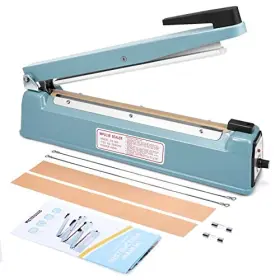 751143 Jiaro International Impulse Sealer 12 Inch Heat Machine With Repair Kit Blue