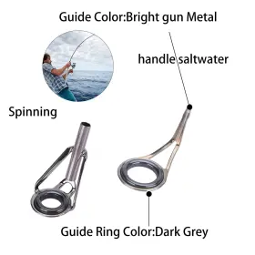 Linguang 749944985799 Bright Gun Metal Single Leg 25pcs Fishing Spinning Rod Stainless Steel Guides #2