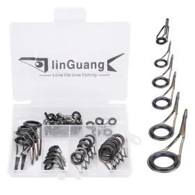 Linguang 749944985799 Bright Gun Metal Single Leg 25pcs Fishing Spinning Rod Stainless Steel Guides