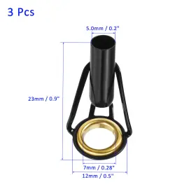 Metallixity 786527481286 3 Pack Fishing Rod Tips Repair Kit Stainless Steel Ring 5mm Tube Dia Black #2