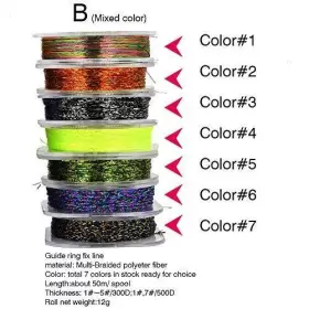 Mnft 823540322445 7pcs 50m/ Spool Metallic Guide Wrapping Lines Diy Fishing Line Thread St #2