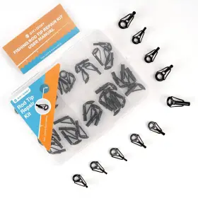 Ojydoiiiy 716597314313 Fishing Rod Tip Repair Kit 50 Black Pole Tips With Instructions