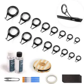 Ojydoiiiy 744110782448 Fishing Rod Repair Kit With Guides Eyelets Epoxy Glue Thread Tape All-in-one