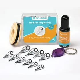 Ojydoiiiy 754479859422 Fishing Rod Tip Repair Kit With Glue 10 Tangle Free Stainless Steel