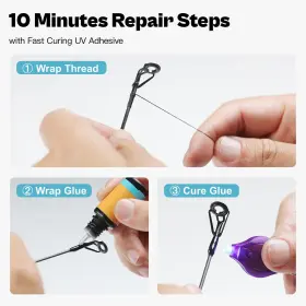 Ojydoiiiy 754479859712 Fishing Rod Tip Repair Kit With Glue Complete Uv Cured Adhesive And #2