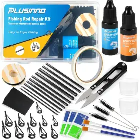 Plussino 705353336126 Fishing Pole Repair Kit Complete Supplies For Tip Replacement Epoxy Glue And Acc