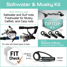 Rodteck 860006859541 Universal Fit Tiptop Kit Fishing Rod Tip Repair - Saltwater Repla #3