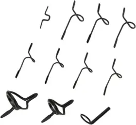 Sluswallow 768057786994 11 Pcs Black Fishing Fly Rod Guide Set Stainless Steel Frame Diy Eye Rings