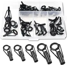 Tigerily 744110845990 40pcs Rod Tip Repair Kit Fishing Tips Replacement Stainless Steel Cerami