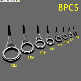 Usa-viralfinds 313049052047 8pcs Fishing Rod Guide Ceramic Rings High Carbon Steel Oval Top 6-30mm Pole Repa #2