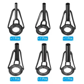 Uxcell 703820885405 1.6-4mm Fishing Rod Tip Repair Kit 6pcs Stainless Steel Ring Guide Black