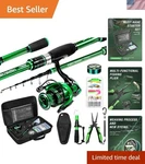 Graphite Telescoping Fishing Rod & Reel Combo - 7 Ft Travel Kit For All Anglers. Fixed Price $141.85.