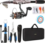 Plussino Fishing Rod & Reel Combo Carbon Fiber Telescopic Pole Sea Salt. Fixed Price $85.00.